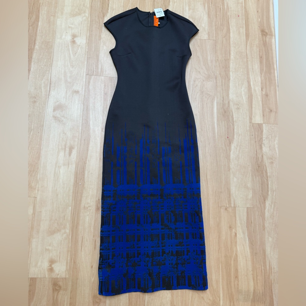 Clover Canyon Black Blue Midi Neoprene Dress, small